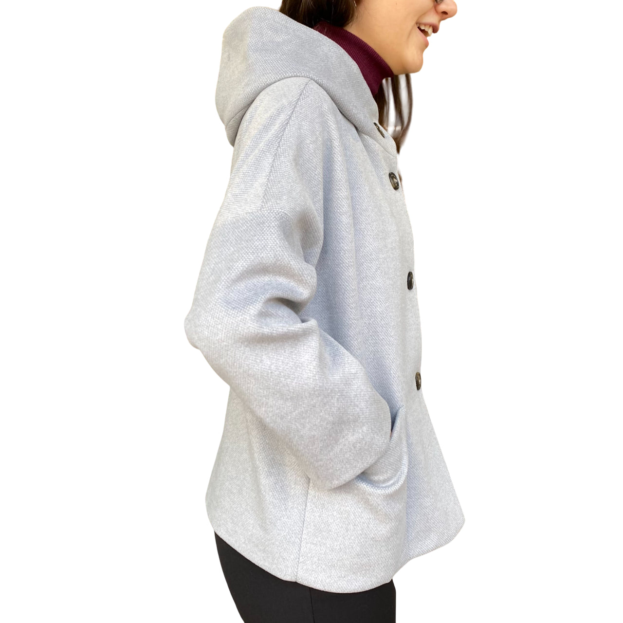 Griffai cappotto corto con cappuccio donna DGF606056 grigio - laterale