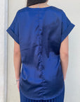 Griffai casacca manica corta da donna in raso DGP6687 blu