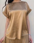 Griffai casacca manica corta da donna in raso DGP6687 bronzo
