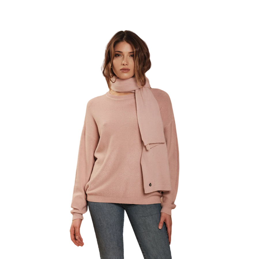 Griffai maglia da donna paricollo con micropailletes DGF4160 rosa
