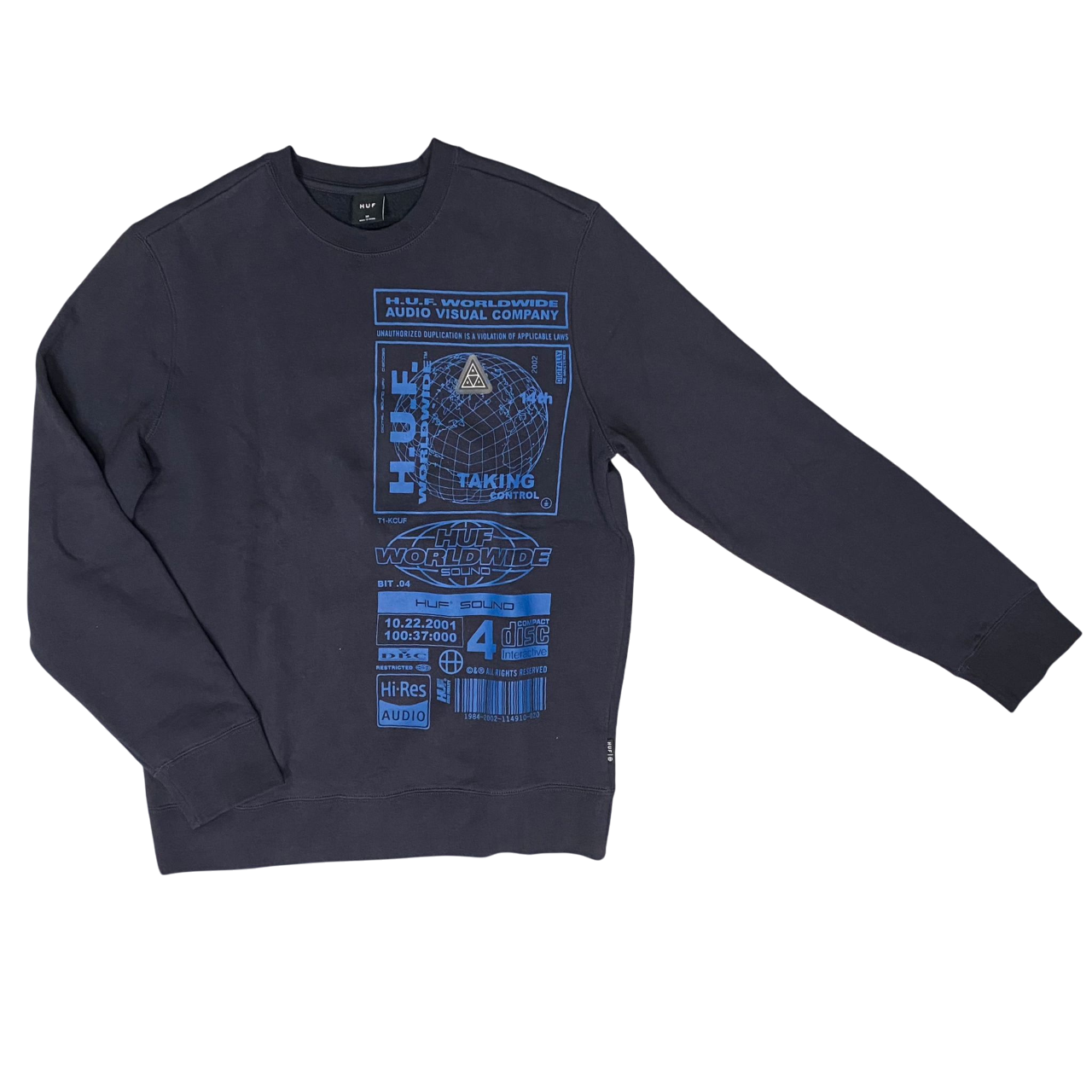 HUF felpa con cappuccio da uomo BIT-6 CREWNECK PF00279 blu