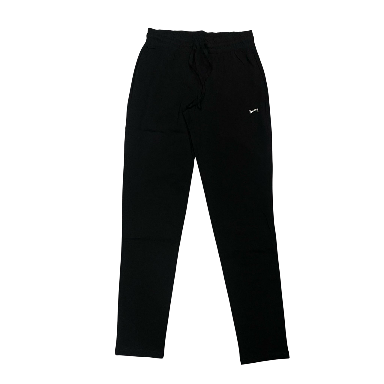 Hangar93 pantalone sportivo da donna in cotone jersey logo strass z651D NRO01 nero