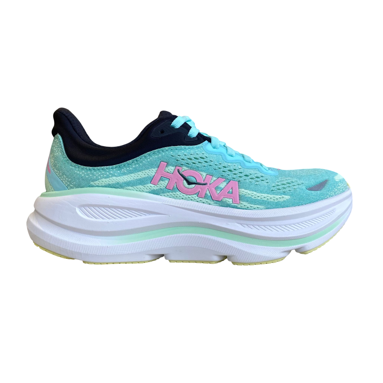 Hoka One One Bondi 9 1162012-BTF scarpa running donna menta fluo vista laterale esterna