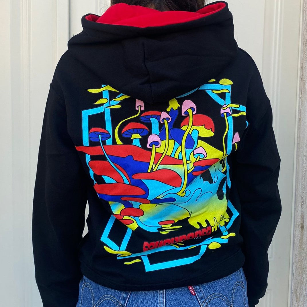 Mushroom Felpa con cappuccio e stampa avanti e dietro Liquid