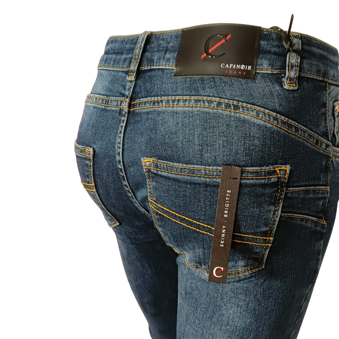 CafèNoir pantalone jeans da donna Denim Skinny c7 JJ1017 B008 blu medio scuro
