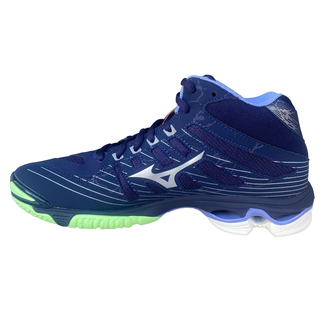 Mizuno scarpa alta da pallavolo da uomo Wave Voltage Mid V1GA216511 blu-verde-glicine