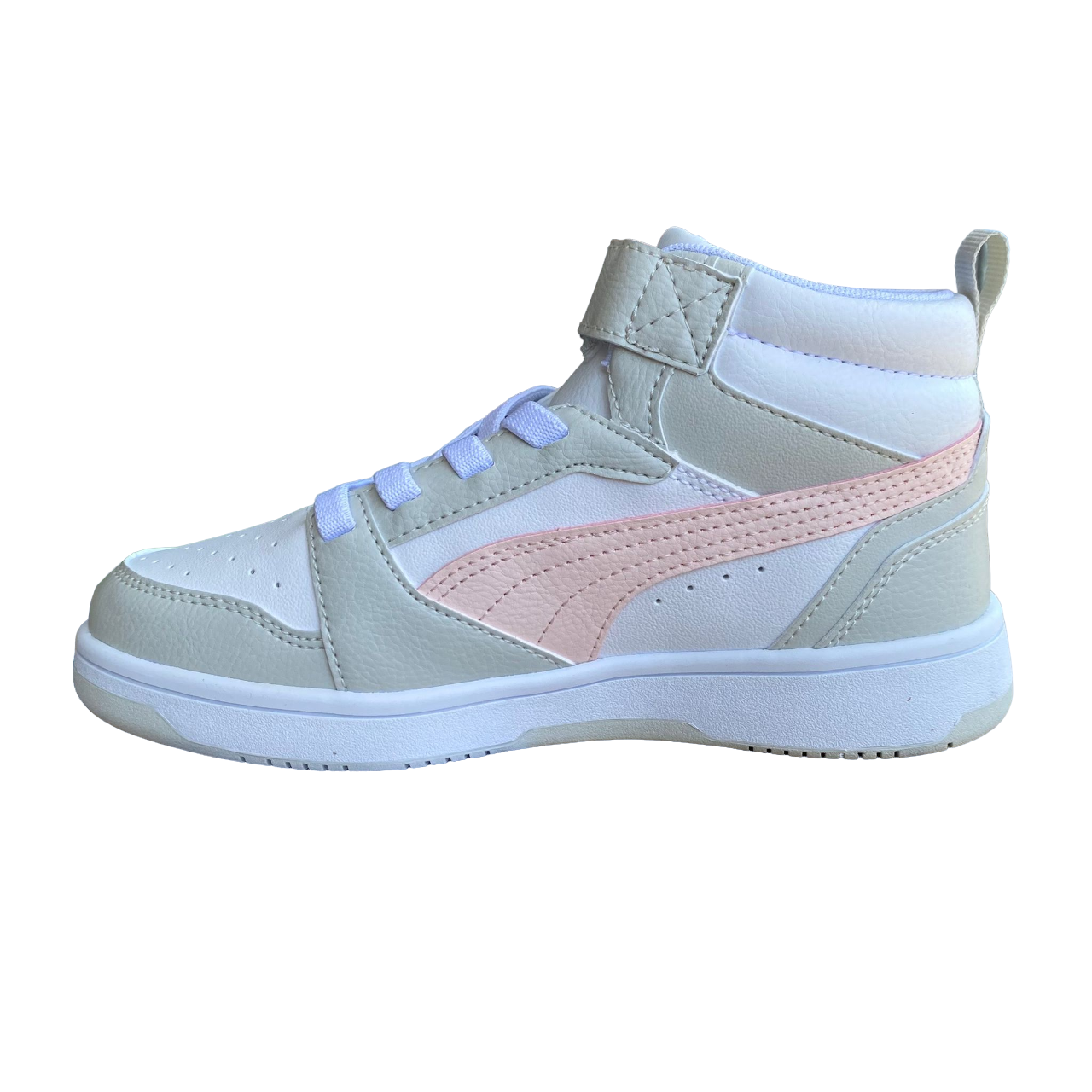 Puma scarpa alta da ragazza con laccio e strappo Rebound V6 AC PS 393832 04 bianco rosa grigio