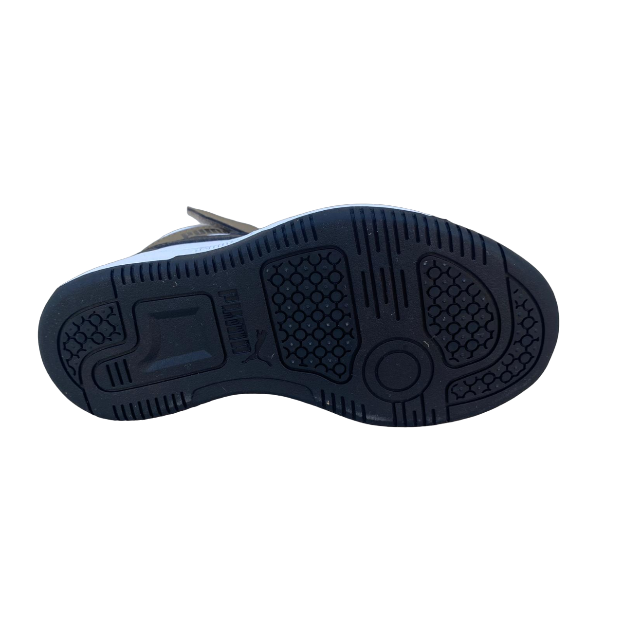 Puma scarpa alta da ragazzi con laccio e strappo Rebound V6 AC+PS 393832-08 bianco-nero-cioccolato