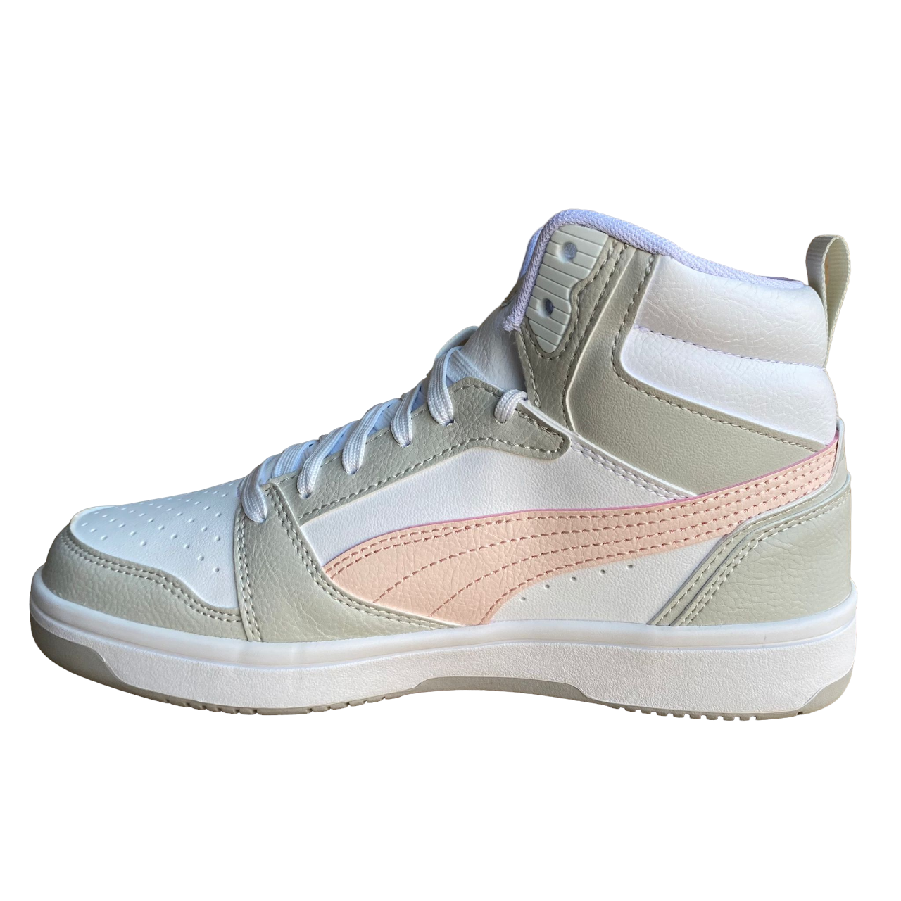 Puma Scarpa sneakers alta da ragazza Rebound v6 Mid 393831 04 bianco rosa grigio