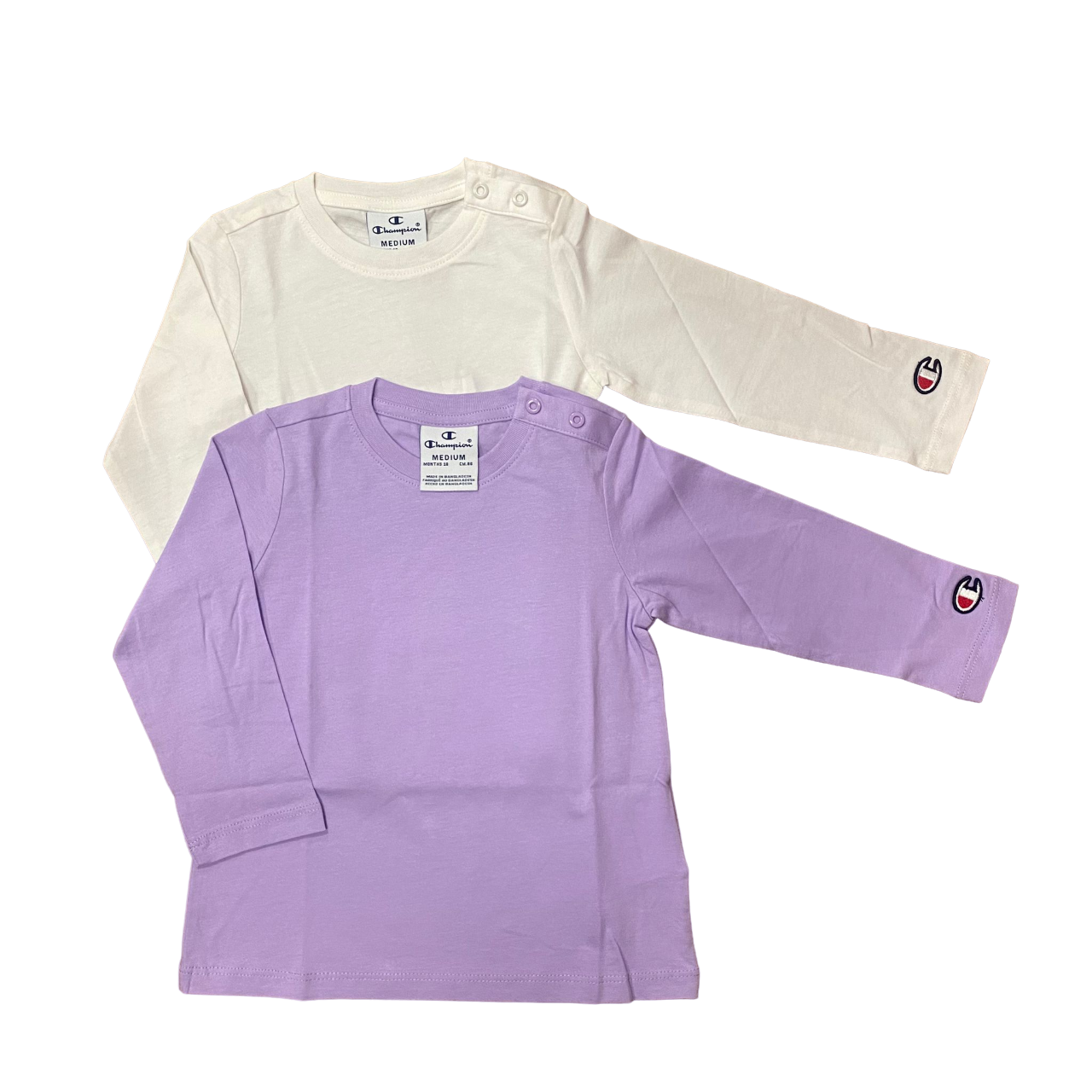 Champion 2 T-shirt da infant a manica lunga 404804 WW036 bianco glicine
