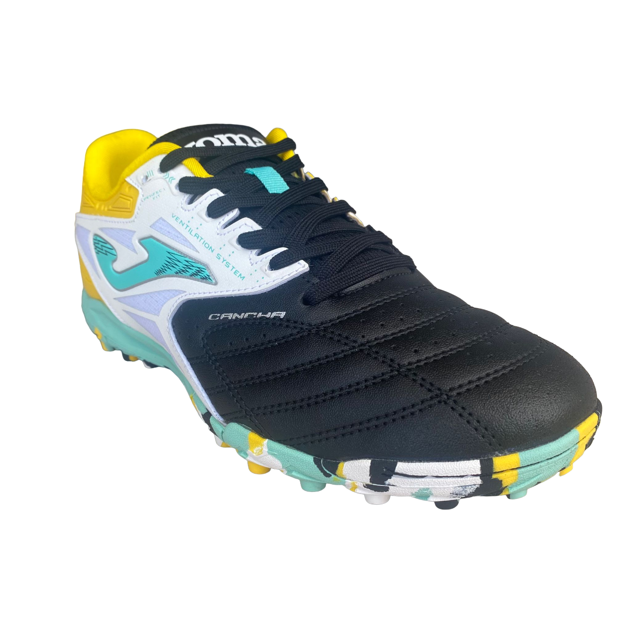 Joma Scarpa da calcetto per erba sintetica da uomo Cancha 2301 nero-bianco-turchese