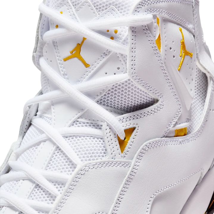 Jordan scarpa sneakers da pallacanestro True Flight 342964-107 bianco-giallo ocra-nero