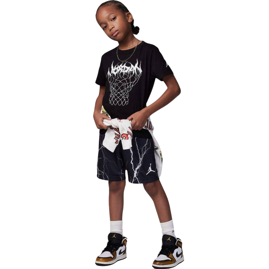Jordan completo da ragazzo maglietta manica corta e pantaloncino MJ Sport Mesh 85C996-023 nero