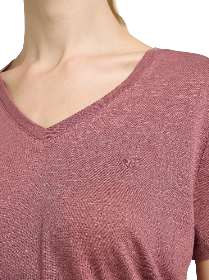 Lee maglietta manica corta con scollo a V 112363617 Henna terra rossa
