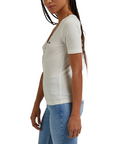 Lee maglietta manica corta con scollo a V e bottoncini Henley L44KIPNQ ecru