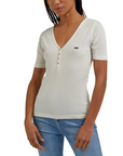 Lee maglietta manica corta con scollo a V e bottoncini Henley L44KIPNQ ecru