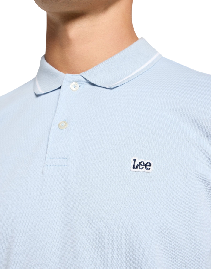 Lee polo manica corta da uomo in cotone pique 112363784 celeste