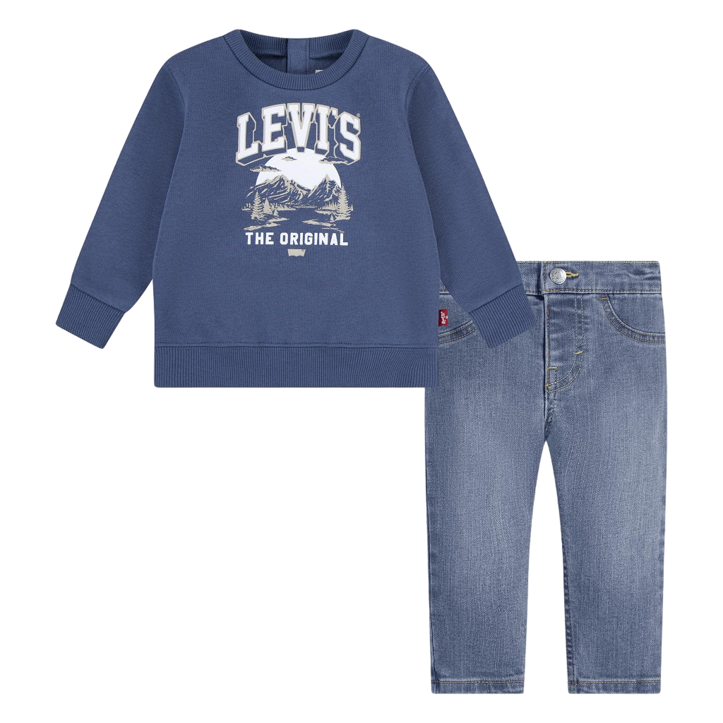 Levi's Kids completo da bimbo felpa girocollo e pantalone 6EL312