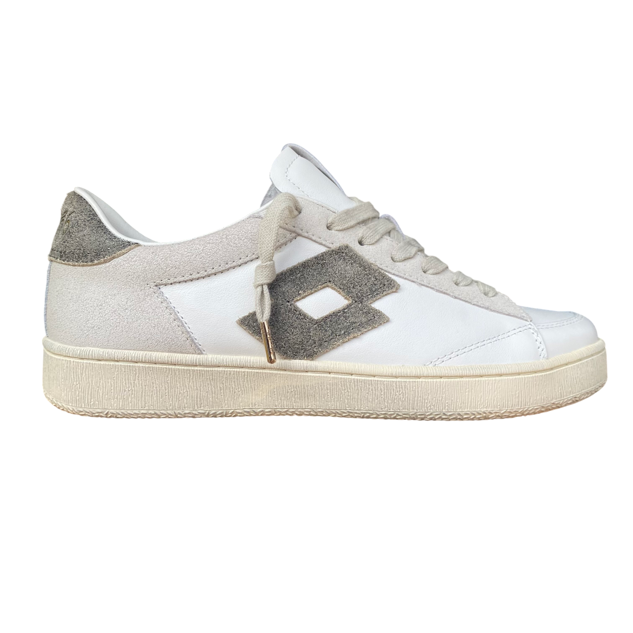 Sneakers Lotto Leggenda Losanga '76 Crack 221893 1PL bianco-nero da uomo, vista laterale