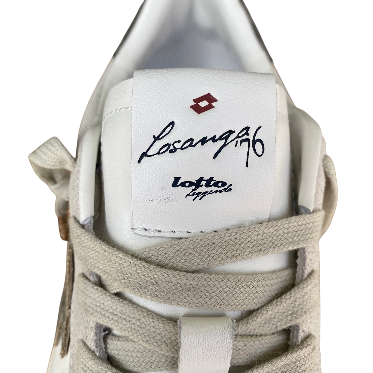 Sneakers Lotto Leggenda Losanga '76 Crack 221893 1PL bianco-nero da uomo, vista salpa linguetta