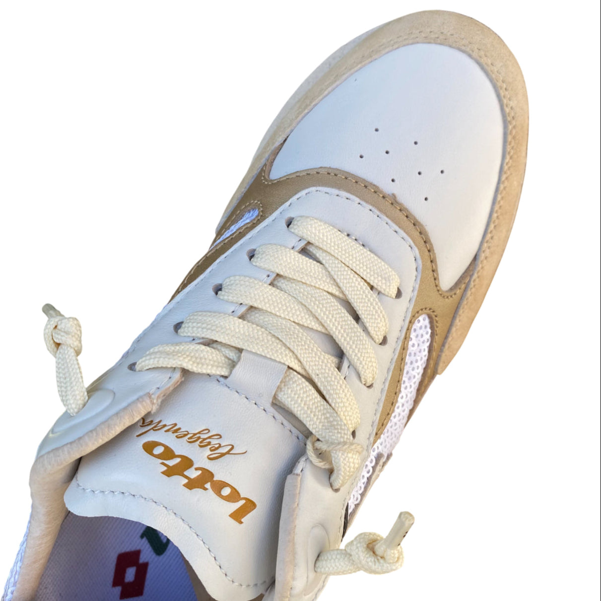 Lotto Leggenda – Scarpa Sneakers Donna TOKYO AOYAMA PRT 1 W 223174-DU9 Bianco-Beige | Eleganza Urban Chic, Pelle Premium, Comfort e Dettagli Preziosi - punta