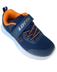 Vista frontale delle scarpe Lotto Junior Rider blu 222627-8KG con tecnologia Air Memory Foam per comfort superiore nei bambini