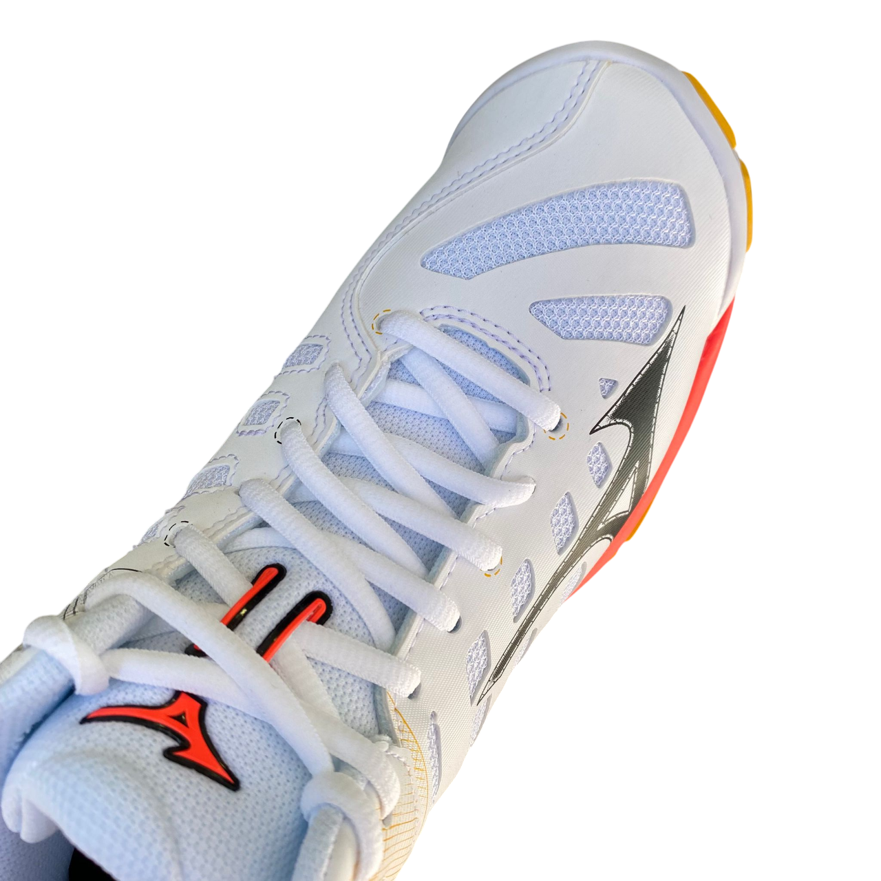 Mizuno Wave Voltage 2 Mid tomaia mid-cut bianco corallo supporto caviglia