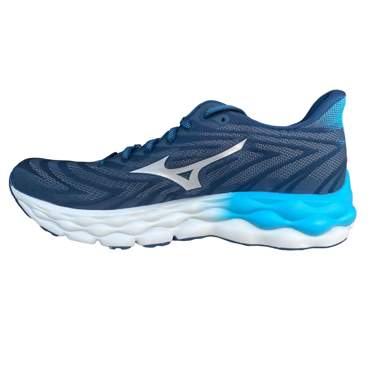 Mizuno scrpa da corsa da uomo Wave Sky J1GC240205 tè blu-argento