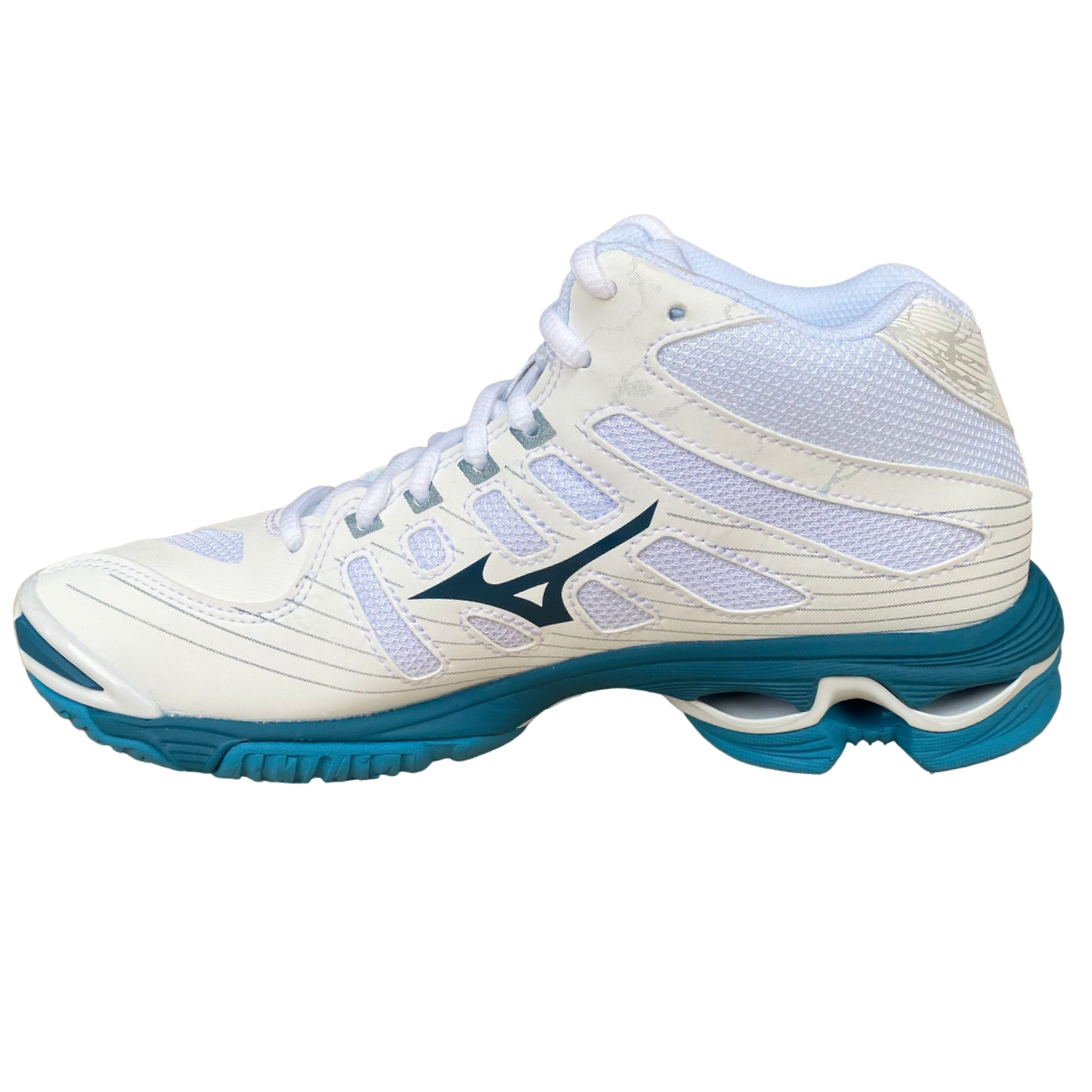 Mizuno scarpa da pallavolo da adulti Wave Voltage Mid V1GA216586 bianco blu argento