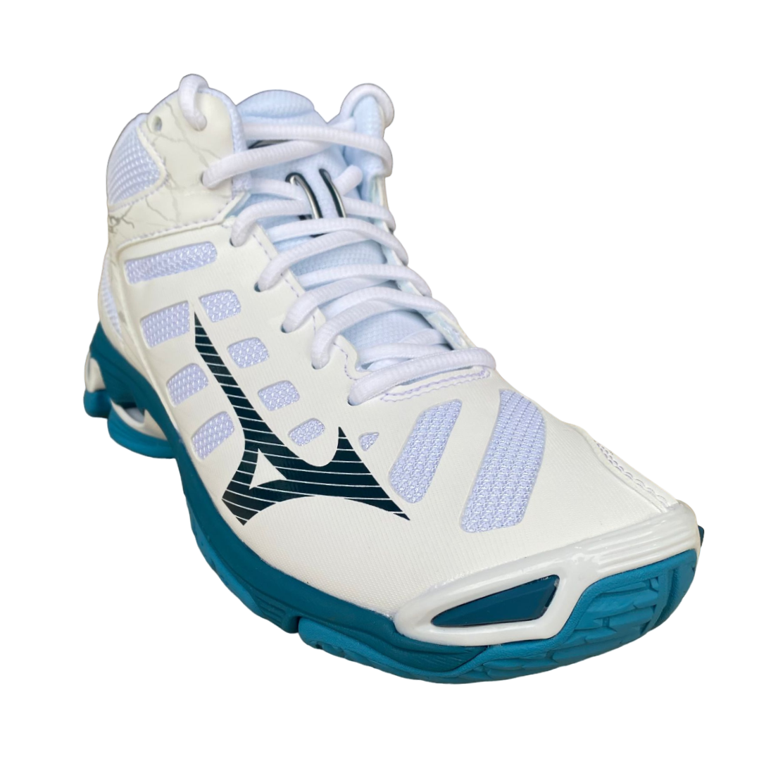 Mizuno scarpa da pallavolo da adulti Wave Voltage Mid V1GA216586 bianco blu argento