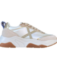 Munich scarpa sneakers da donna con X glitter dorato e inserto pitonato sul dorso Wave 173 perla