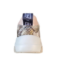 Munich scarpa sneakers da donna con X glitter nera e tallone pitonato Wave 170 perla