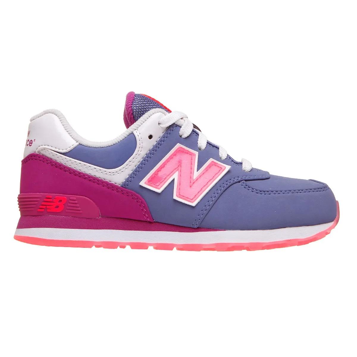 New Balance scarpa sneakers da ragazza KL574DYG blu grigio fucsia Sportiamo