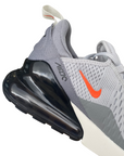 Nike Air Max 270 grigie da uomo modello DR8616-001 con unità Air visibile, design moderno e ammortizzazione superiore per uso quotidiano e sportivo - tacco