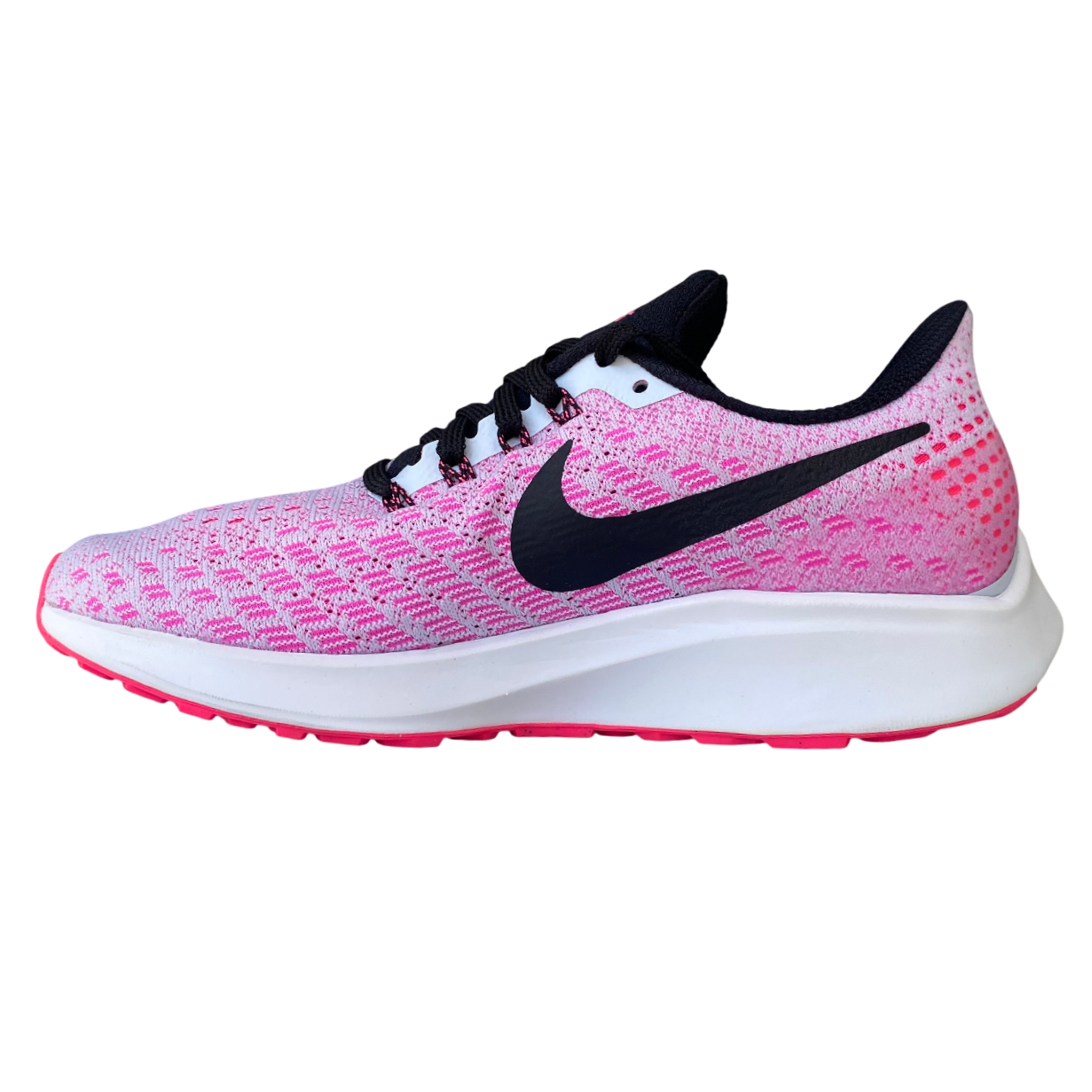 Scarpe running Nike Air Zoom Pegasus 35 da donna colore blu-rosa vista laterale interna con tecnologia Zoom Air