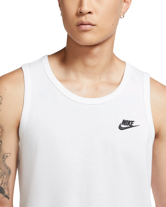 Nike Canotta Uomo Club Jersey - 100% Cotone Premium Bianco
