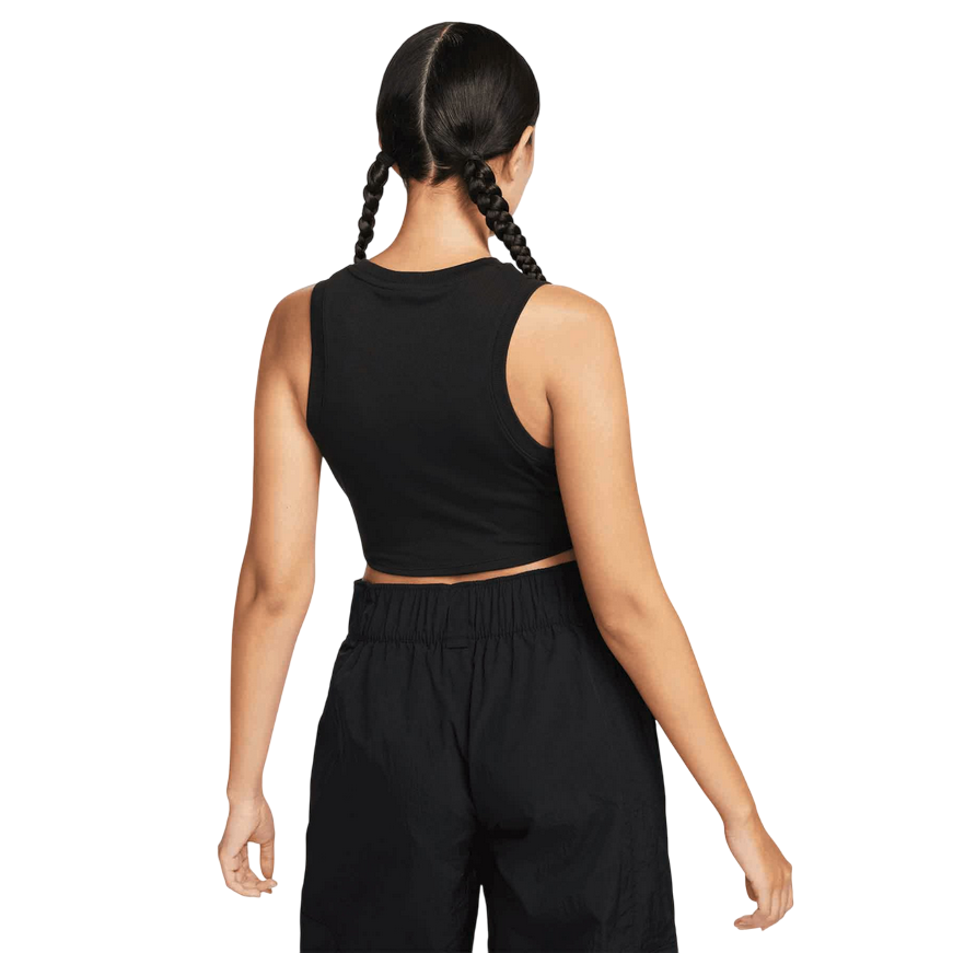 Nike canotta da donna corta e aderente a mini costine FB8279-010 nero