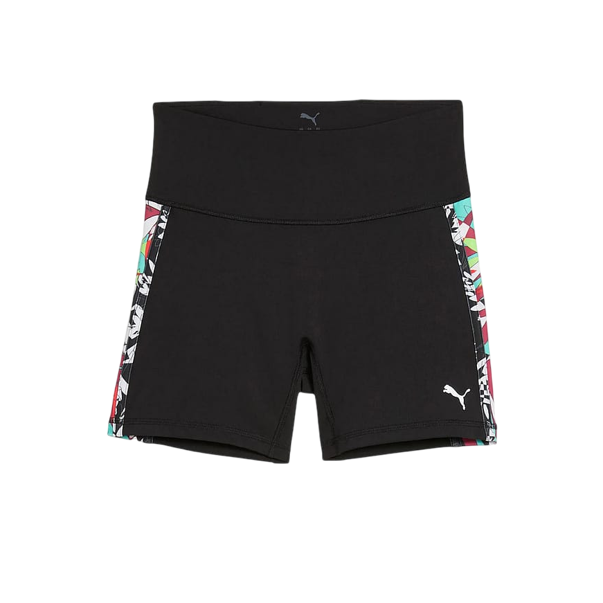 Pantaloncino sportivo da donna elasticizzato con fasce laterali multicolore 526786-51 nero, frontale