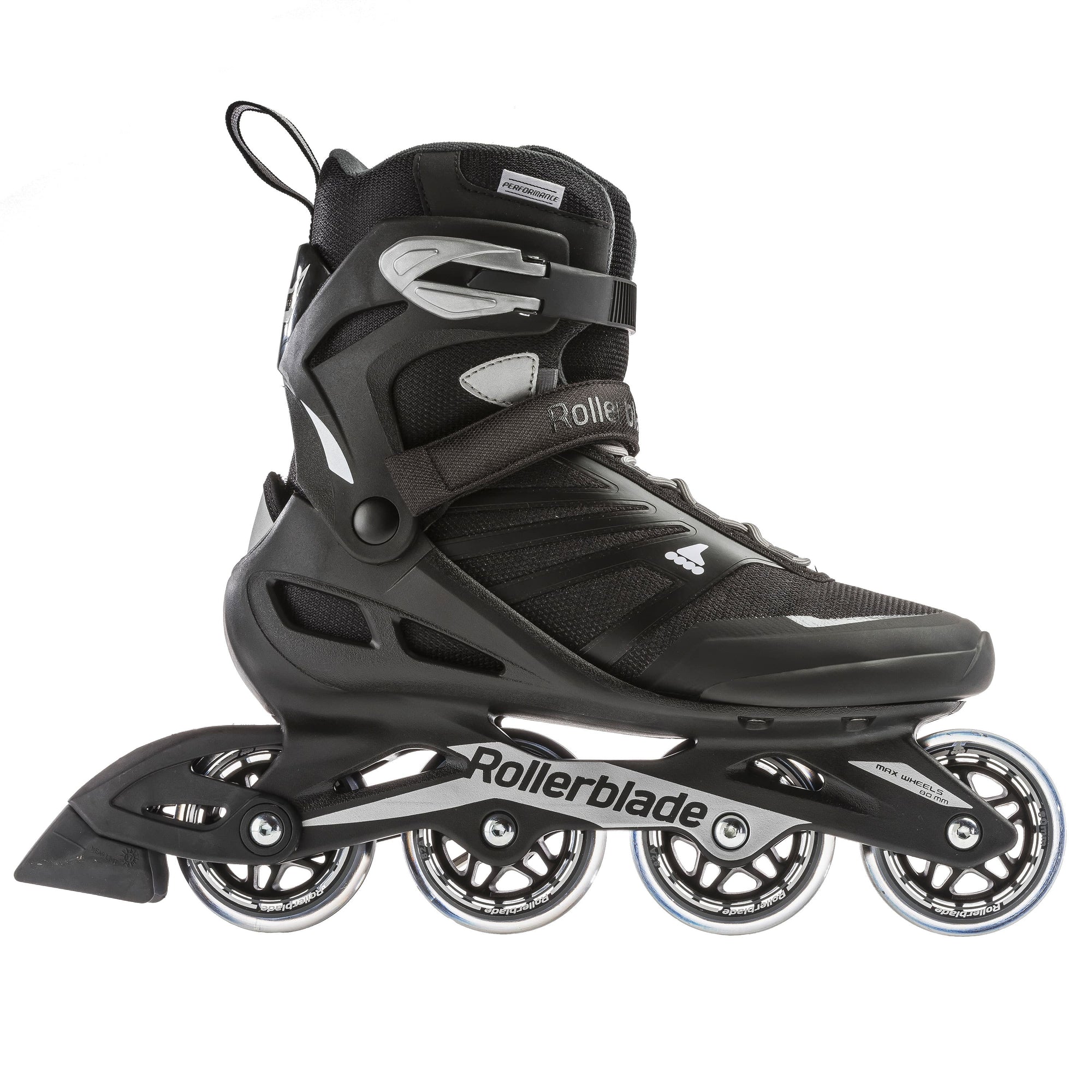 Rollerblade Zetrablade 07958600816 nero-argento, pattino in linea per uomo con scarpetta anatomica, ruote da 80mm e sistema di chiusura combinato per massimo comfort e prestazioni