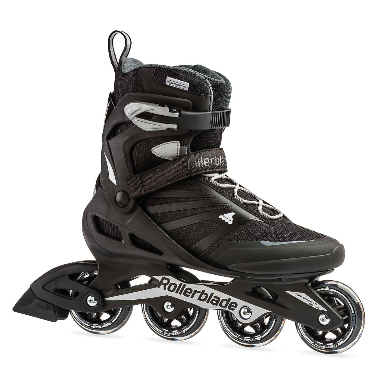 Rollerblade Zetrablade 07958600816 nero-argento, pattino in linea per uomo con scarpetta anatomica, ruote da 80mm e sistema di chiusura combinato per massimo comfort e prestazioni