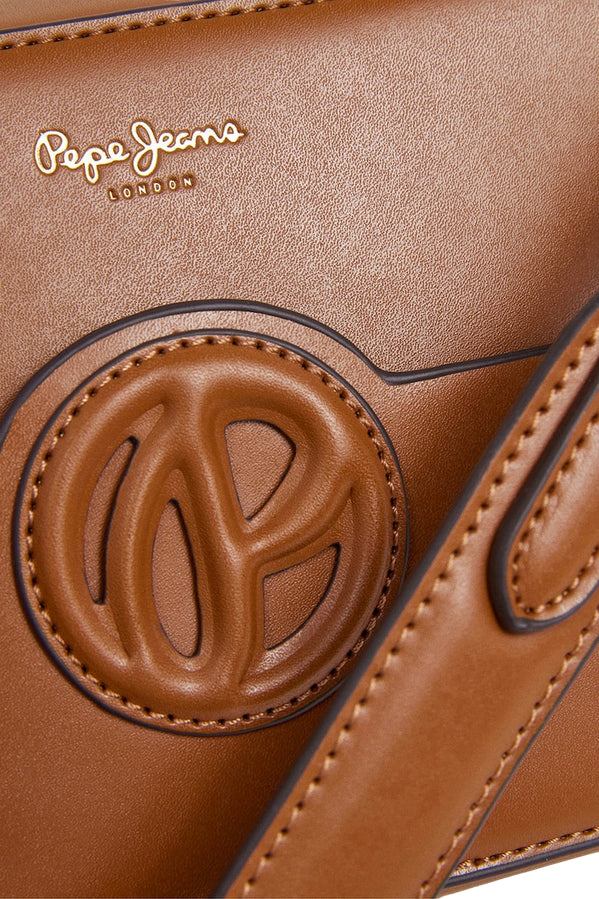 Pepe Jeans Borsa Donna PL031662 869 Marrone – Design Minimal Chic in Similpelle Premium - logo