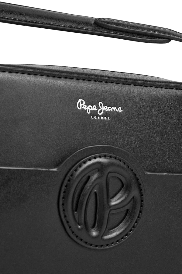 Pepe Jeans Borsa Donna PL031662 999 Nero – Design Minimal Chic in Similpelle Premium - logo