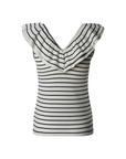 Pepe Jeans canotta con scollo a V in costine a righe con balza Valery PL506017 588 bianco-blu1