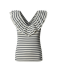 Pepe Jeans canotta con scollo a V in costine a righe con balza Valery PL506017 588 bianco-blu