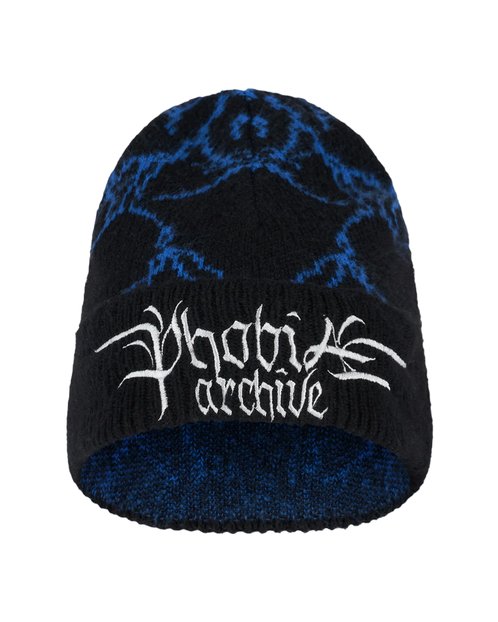 Phobia Berretto a cuffia da adulto nero con fulmini blu PHA00485 taglia unica