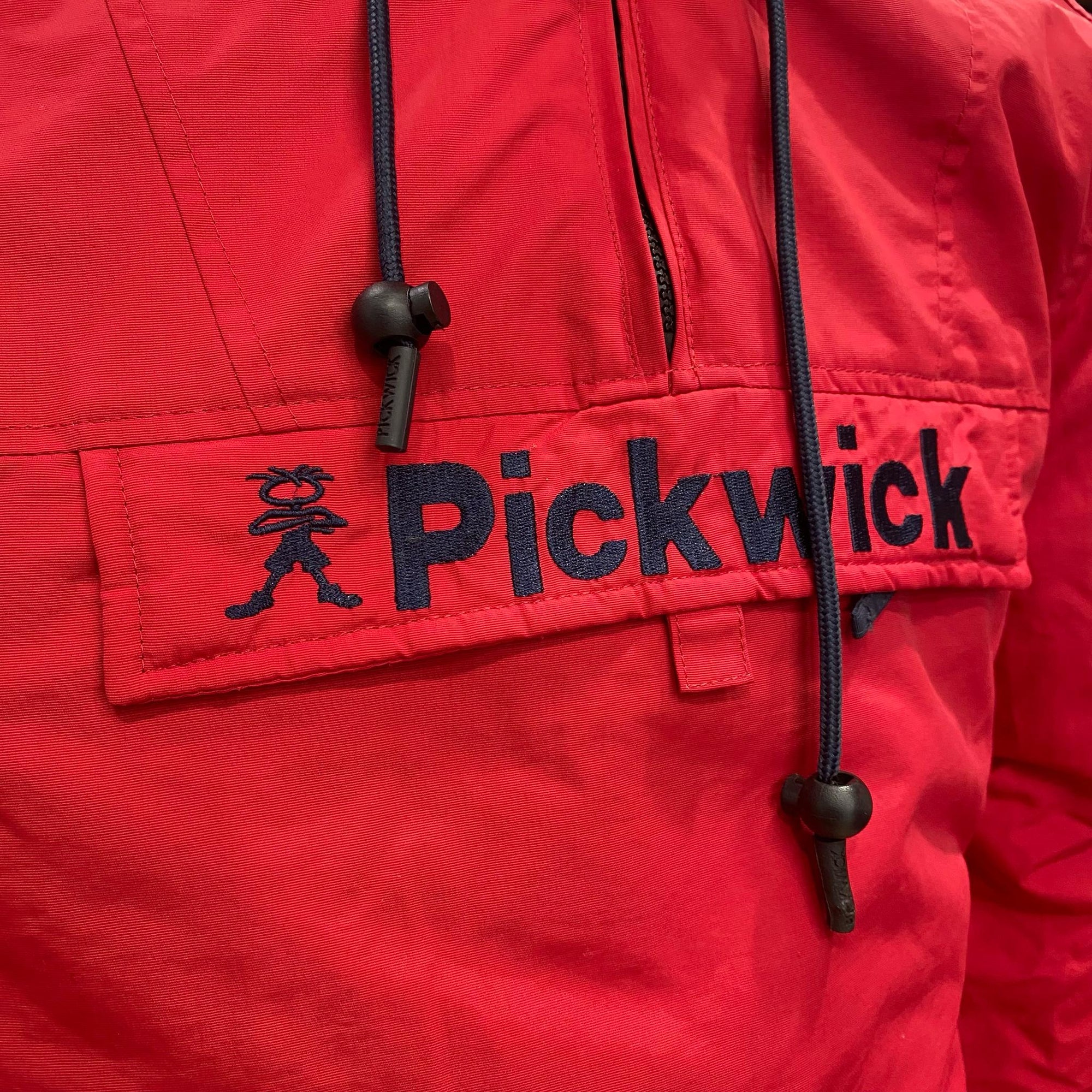 Pickwick giaccone da uomo con cappuccio mezza zip e tascone a marsupio Anorak Vulcano rosso