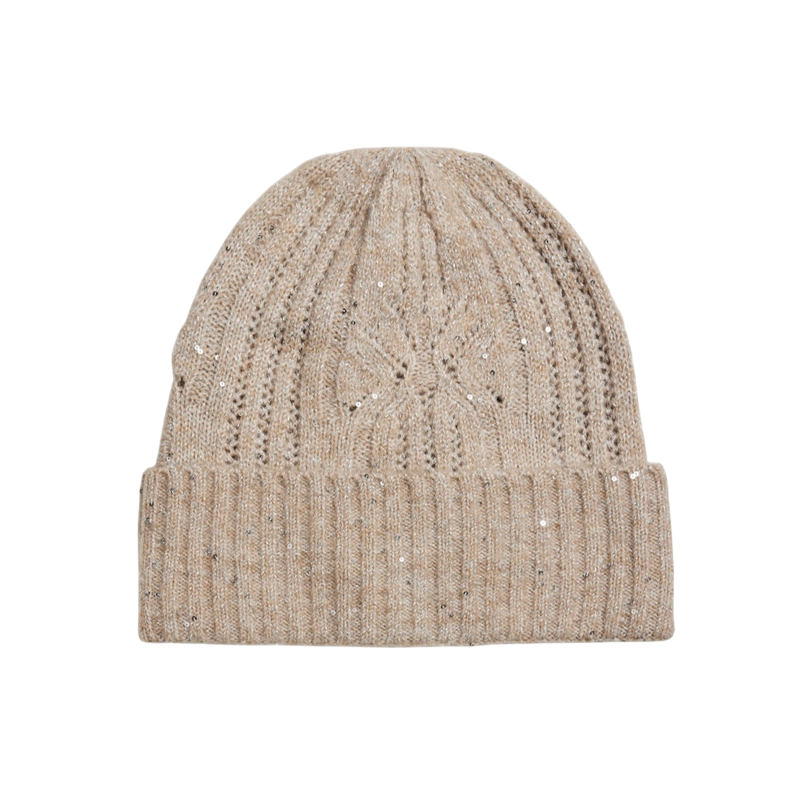 Pieces cappellino a cuffia da donna con paillettes Nartia Lurex 17152338 visone