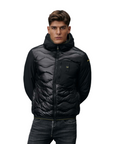 Piumino Blauer Albert nero da uomo modello 24WBLUC08034-006355 con imbottitura mista piuma-poliestere, nylon idrorepellente e design a onde - frontale