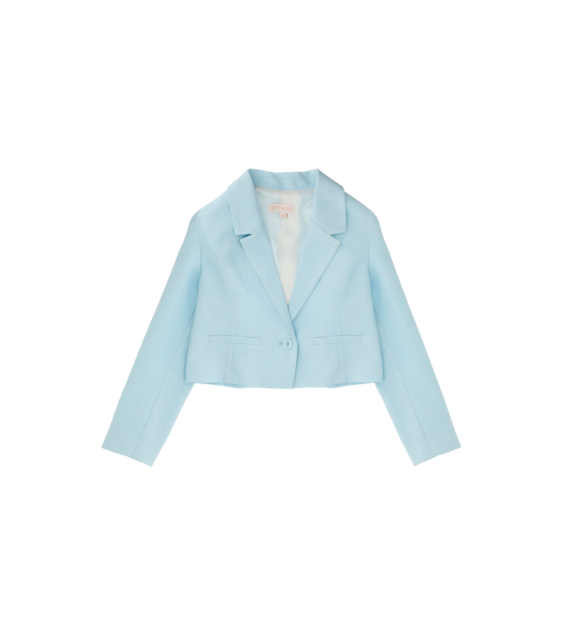 Please Giacca monopetto da ragazza monocolour con bottone singolo JB01130G62 acqua pura