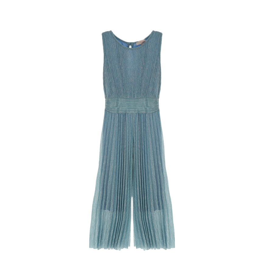 Please Tuta smanicata plissettata con pantaloni a palazzo TC00032G62 acqua pura
